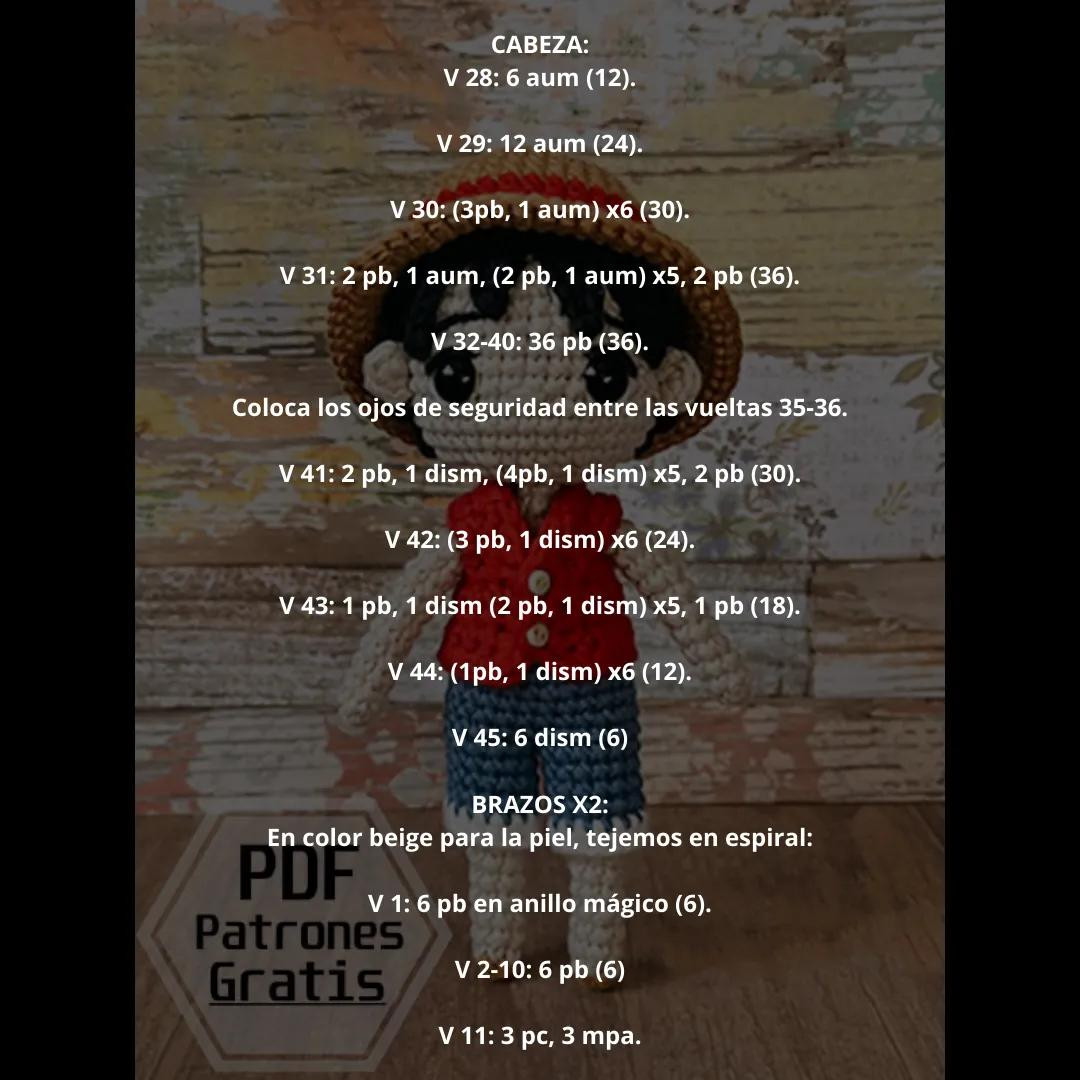 Patrón Amigurumi Luffy One Piece: Guía Paso a Paso y Materiales