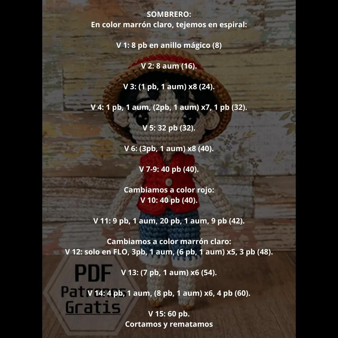 Patrón Amigurumi Luffy One Piece: Guía Paso a Paso y Materiales