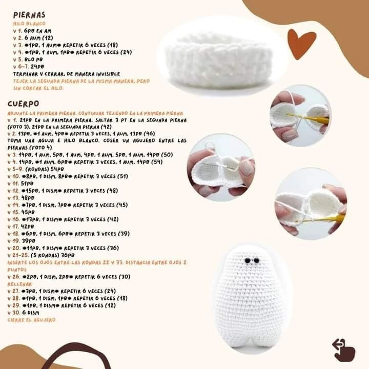 Patrón Amigurumi Malvavisco: Guía de Tejer Perro Blanco con Hilo Acrílico