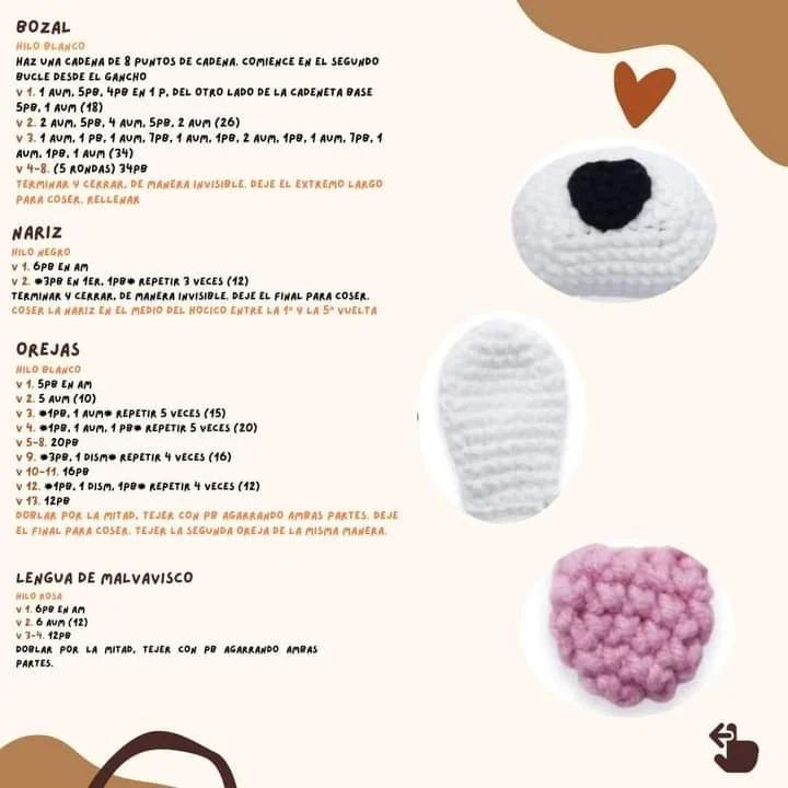 Patrón Amigurumi Malvavisco: Guía de Tejer Perro Blanco con Hilo Acrílico