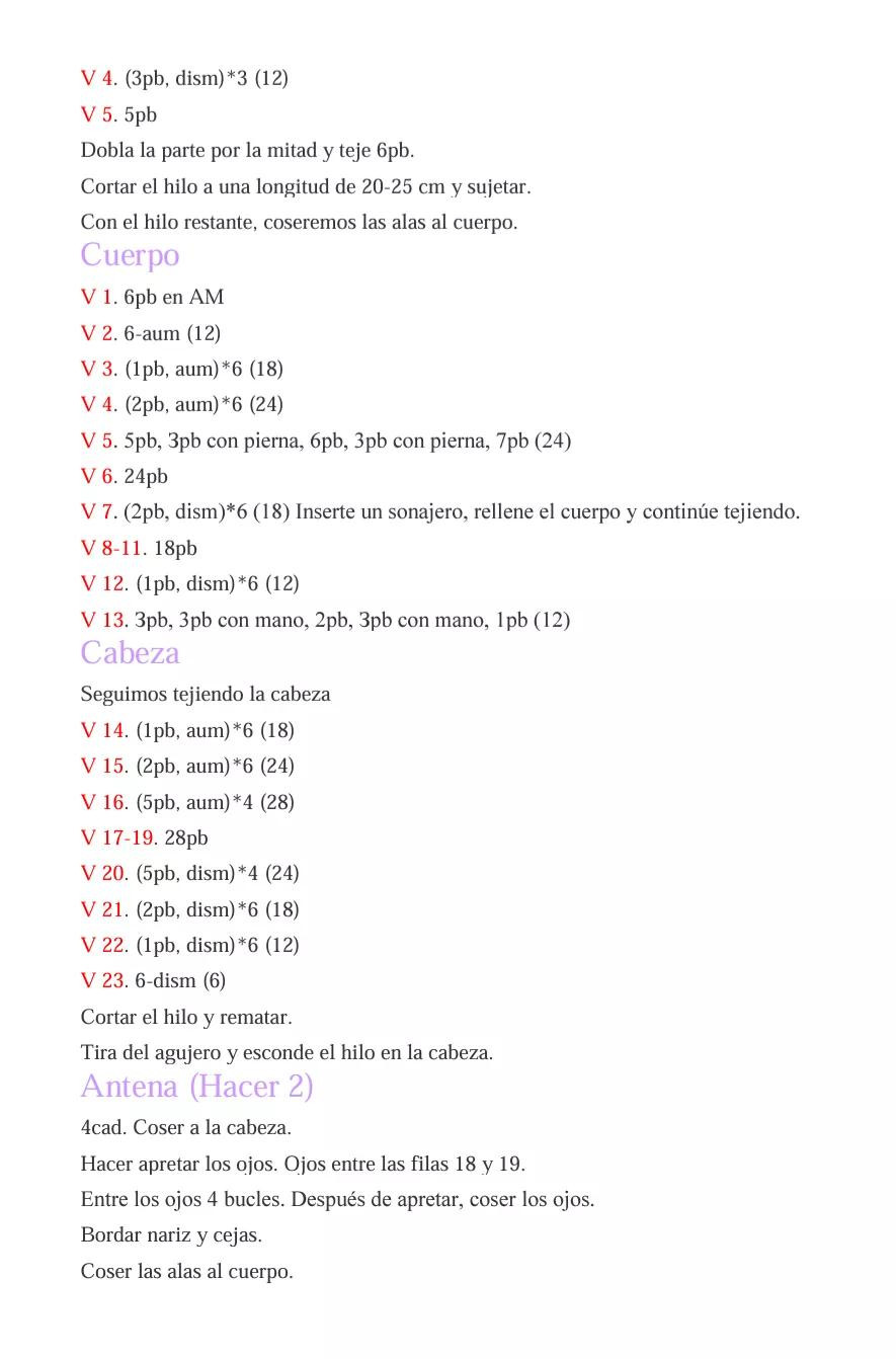 Patron Amigurumi Mariposa Traqueteo Gratis Paso a Paso