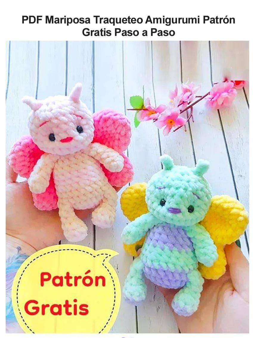 Patron Amigurumi Mariposa Traqueteo Gratis Paso a Paso