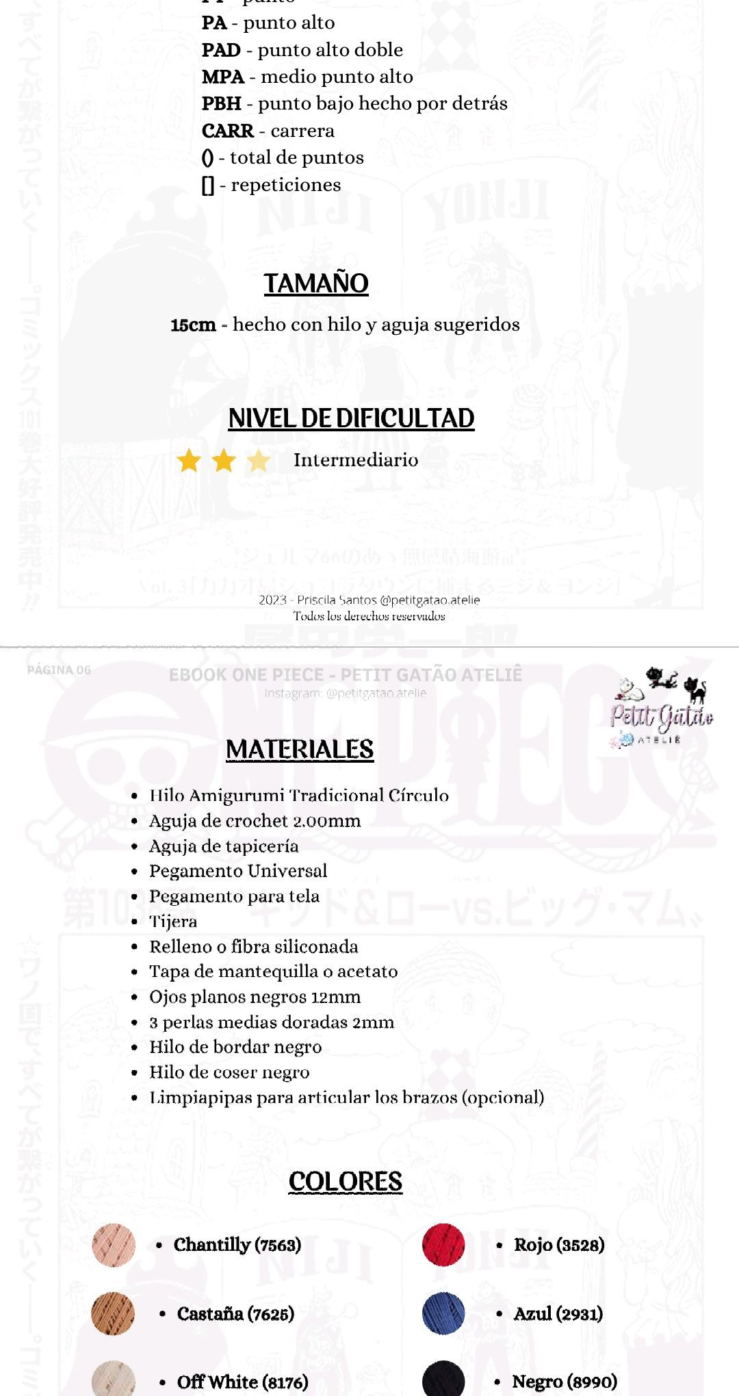 Patron Amigurumi Monkey D. Luffy One Piece - Guia de Crochet