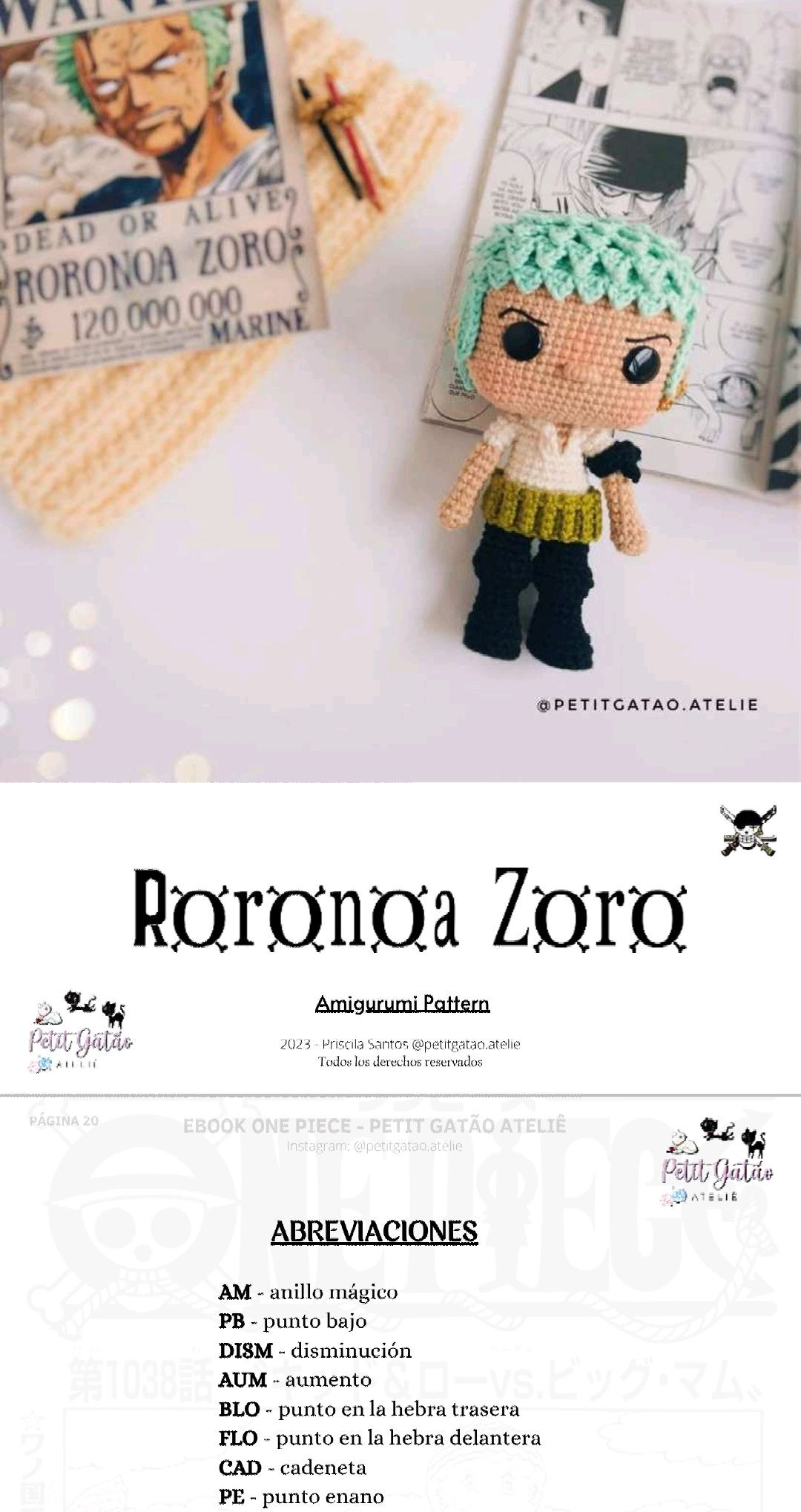 Patron Amigurumi Monkey D. Luffy One Piece - Guia de Crochet