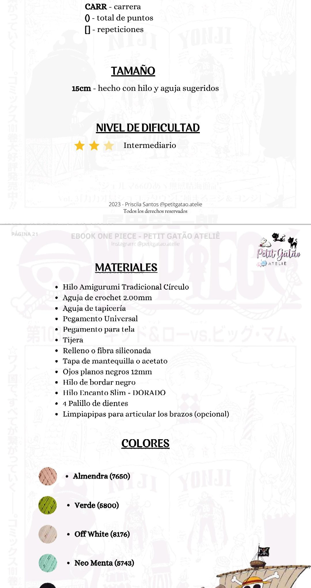 Patron Amigurumi Monkey D. Luffy One Piece - Guia de Crochet