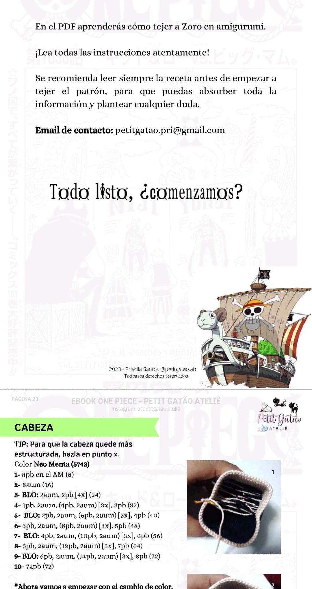 Patron Amigurumi Monkey D. Luffy One Piece - Guia de Crochet