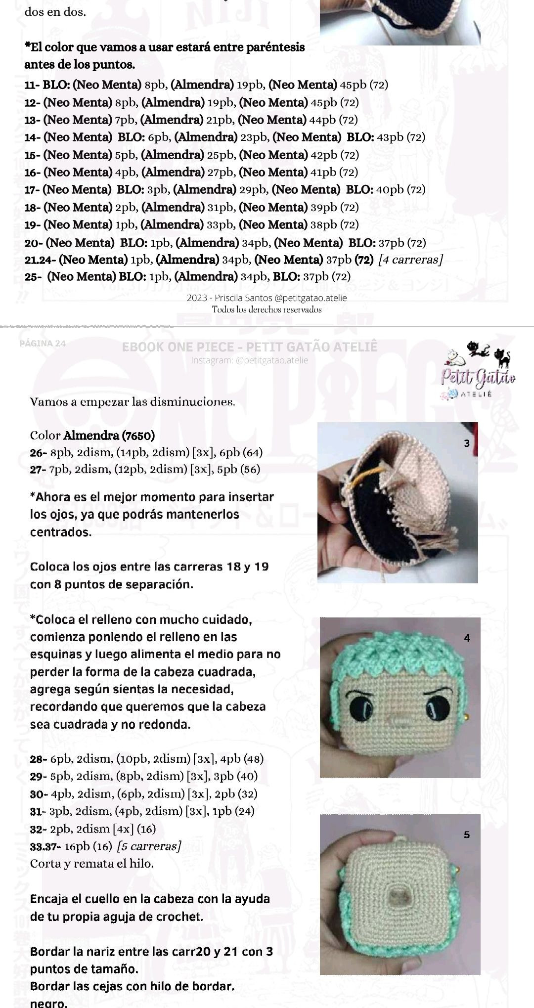 Patron Amigurumi Monkey D. Luffy One Piece - Guia de Crochet