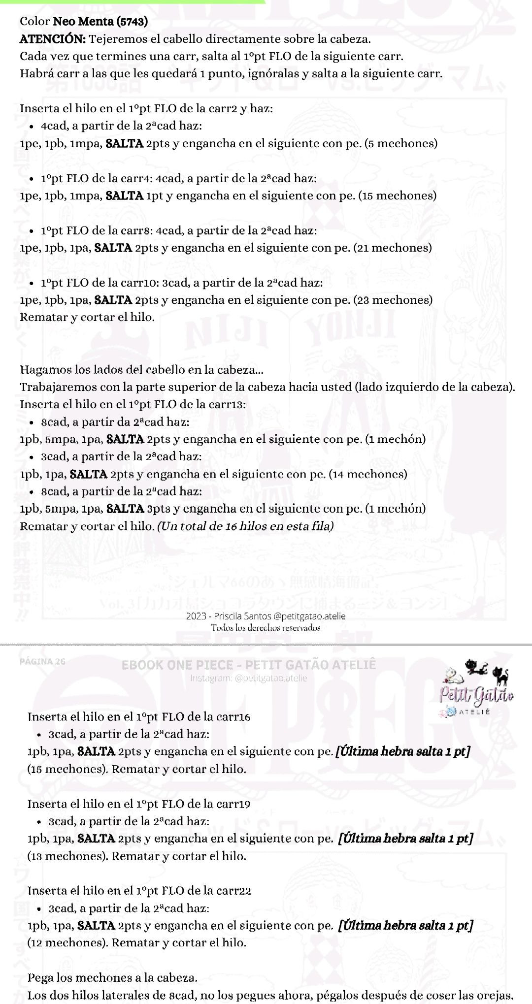 Patron Amigurumi Monkey D. Luffy One Piece - Guia de Crochet