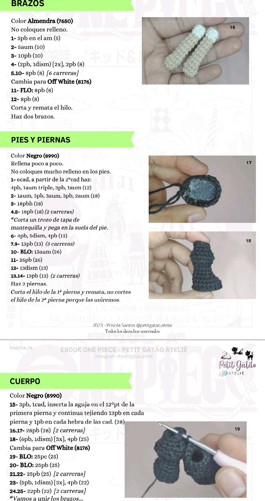 Patron Amigurumi Monkey D. Luffy One Piece - Guia de Crochet