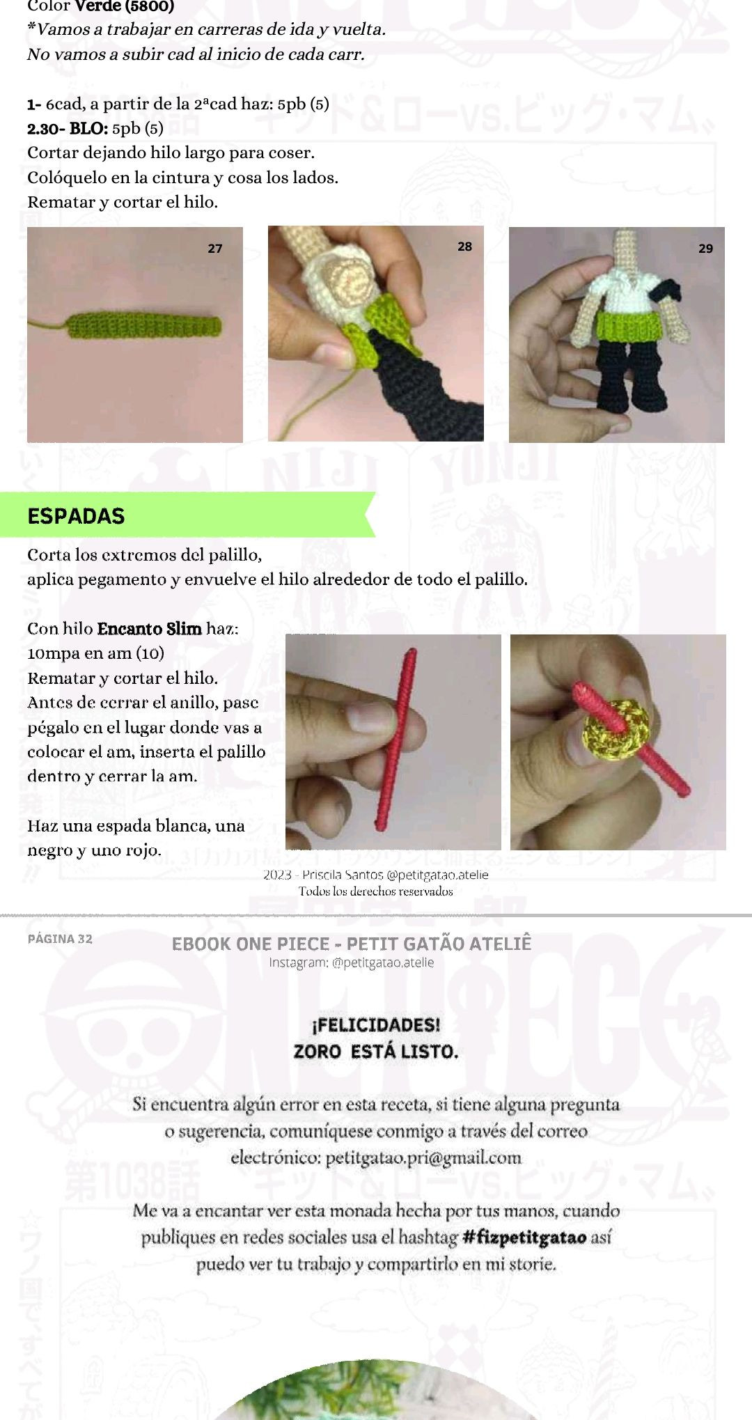 Patron Amigurumi Monkey D. Luffy One Piece - Guia de Crochet