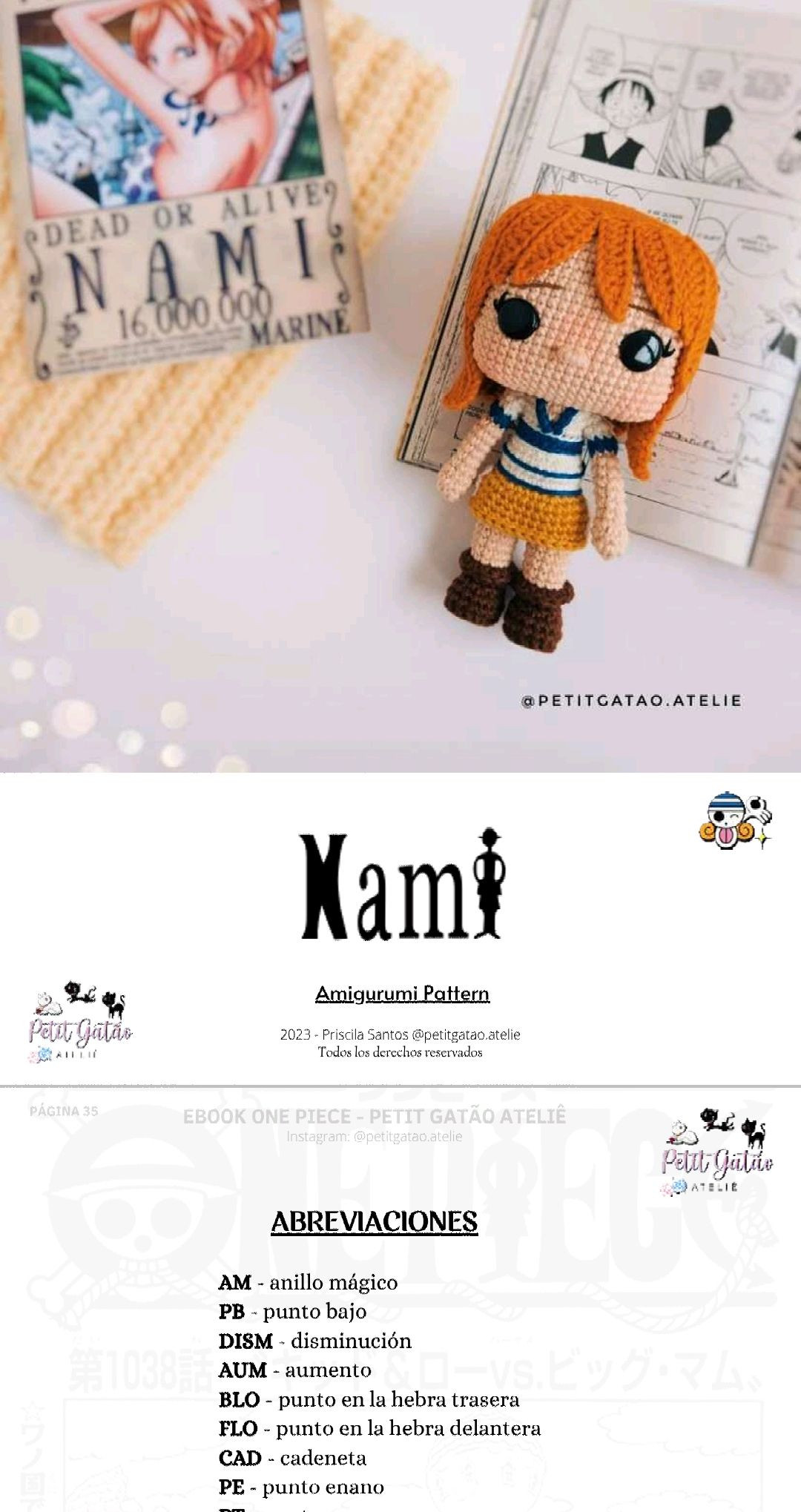 Patron Amigurumi Monkey D. Luffy One Piece - Guia de Crochet