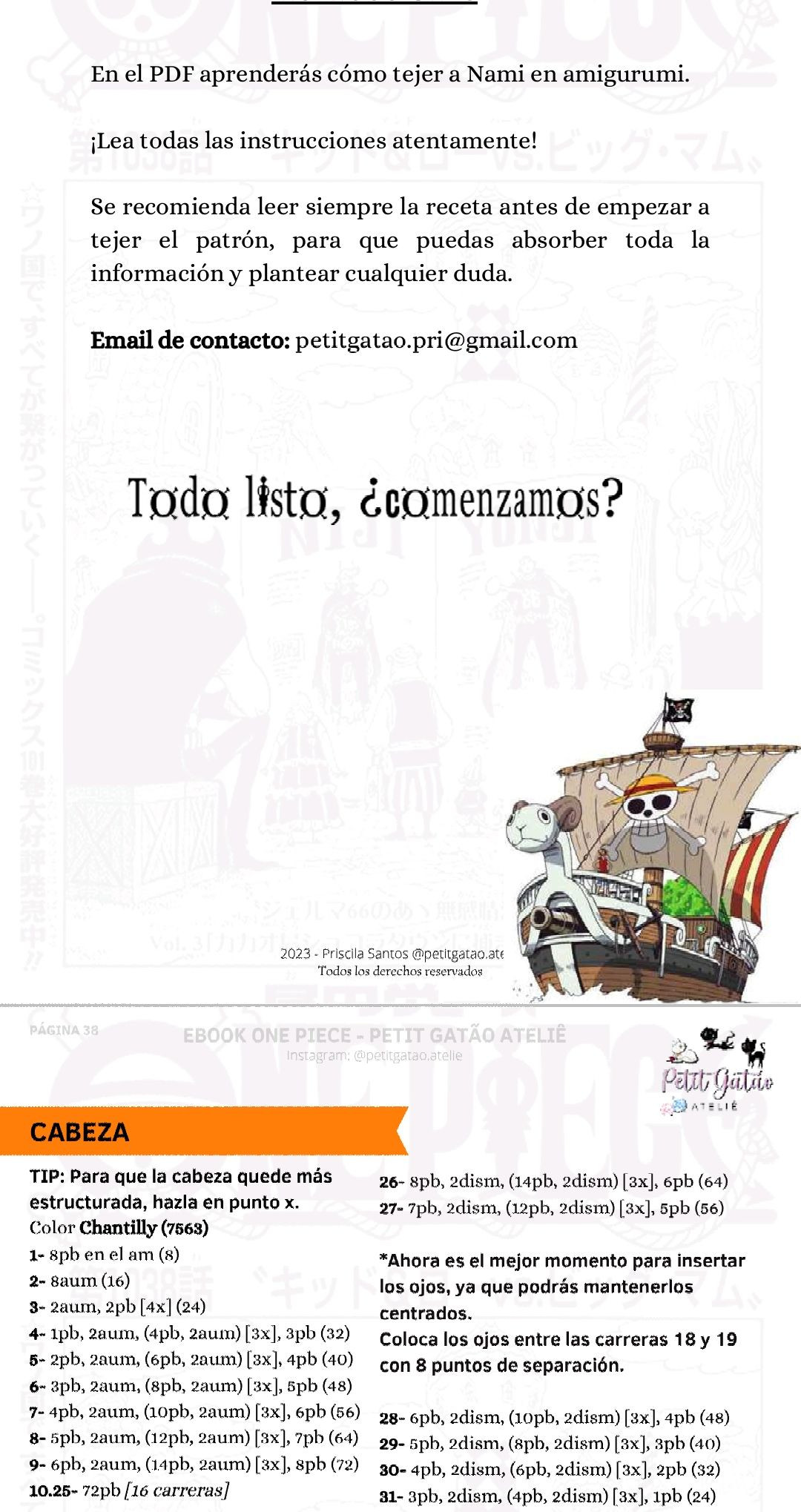 Patron Amigurumi Monkey D. Luffy One Piece - Guia de Crochet