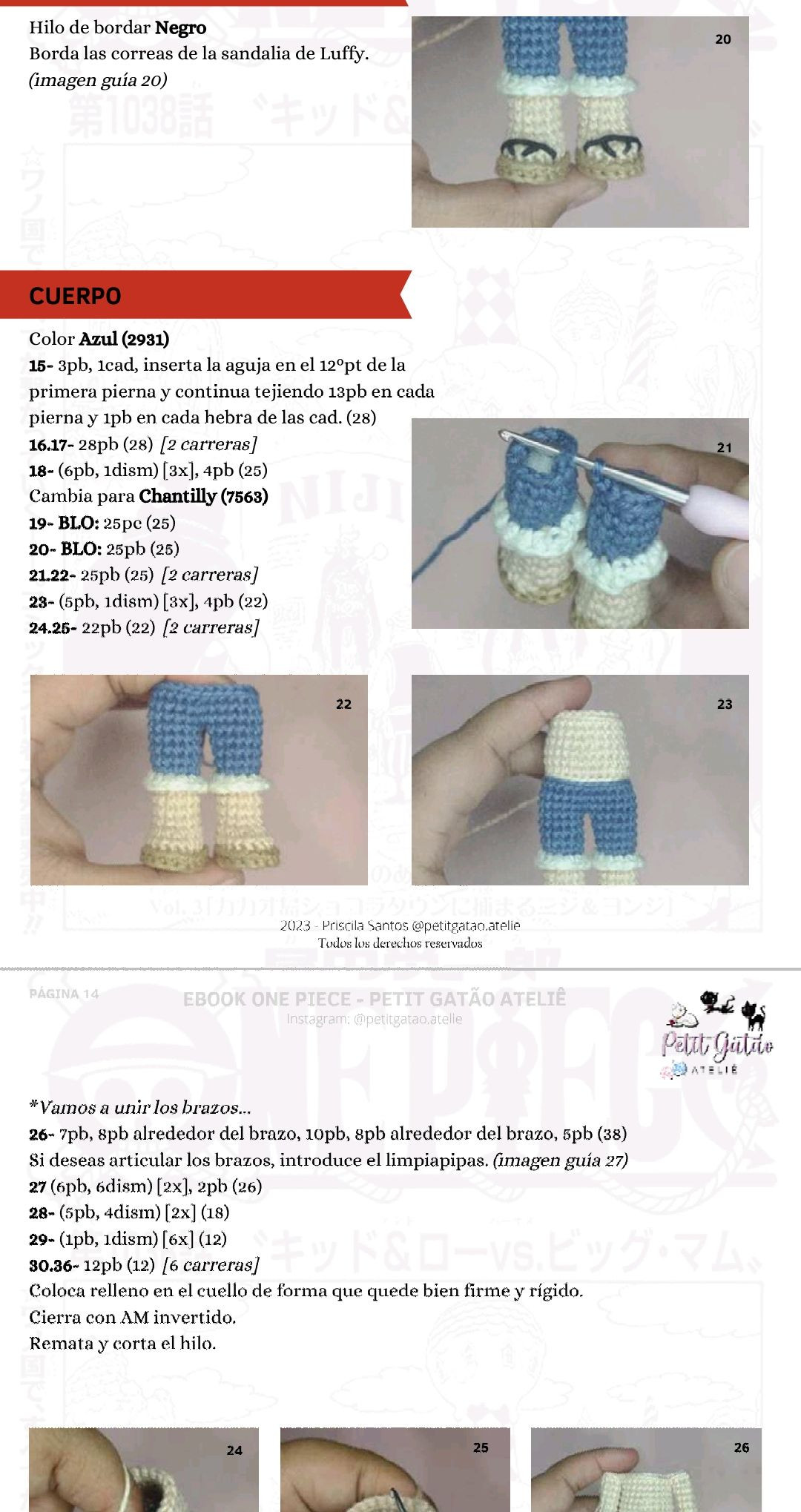 Patron Amigurumi Monkey D. Luffy One Piece - Guia de Crochet