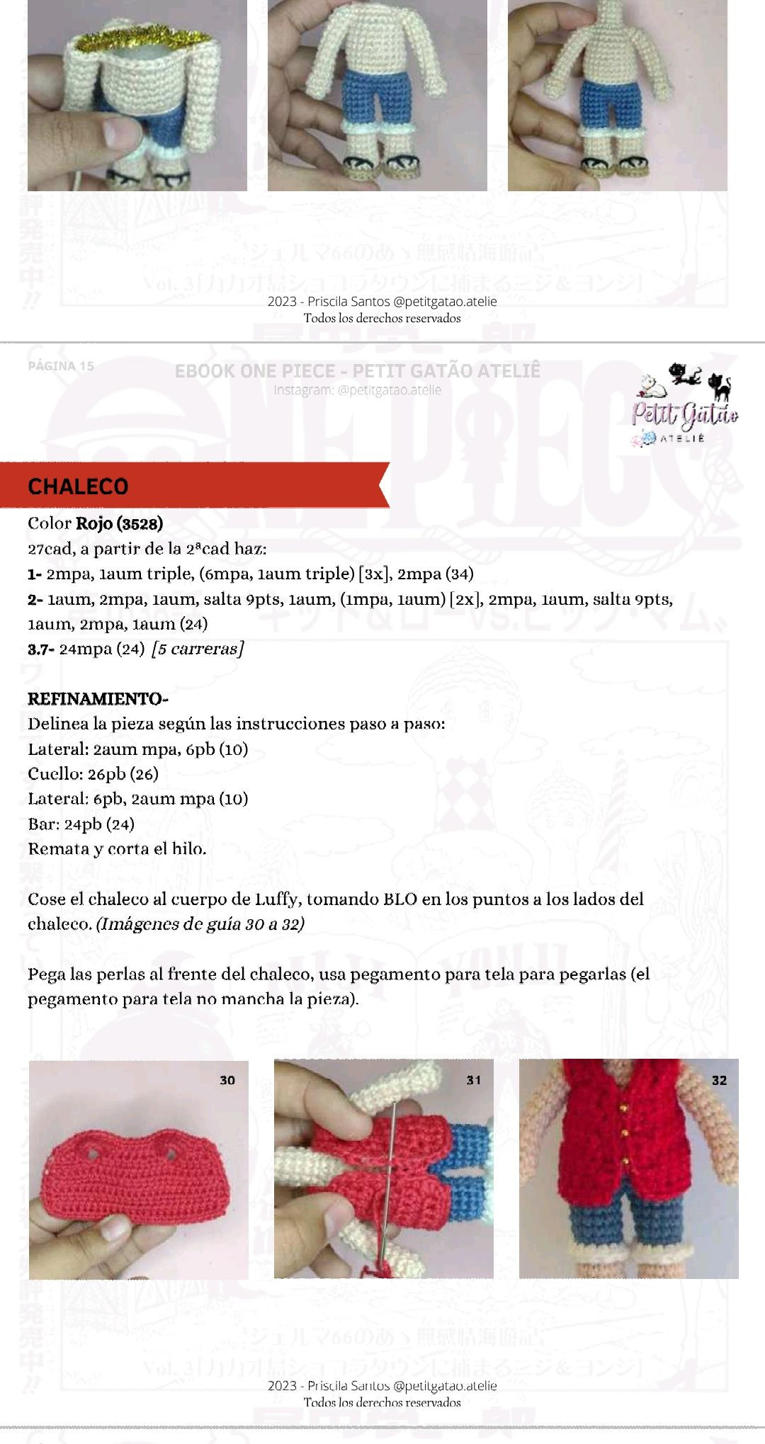 Patron Amigurumi Monkey D. Luffy One Piece - Guia de Crochet