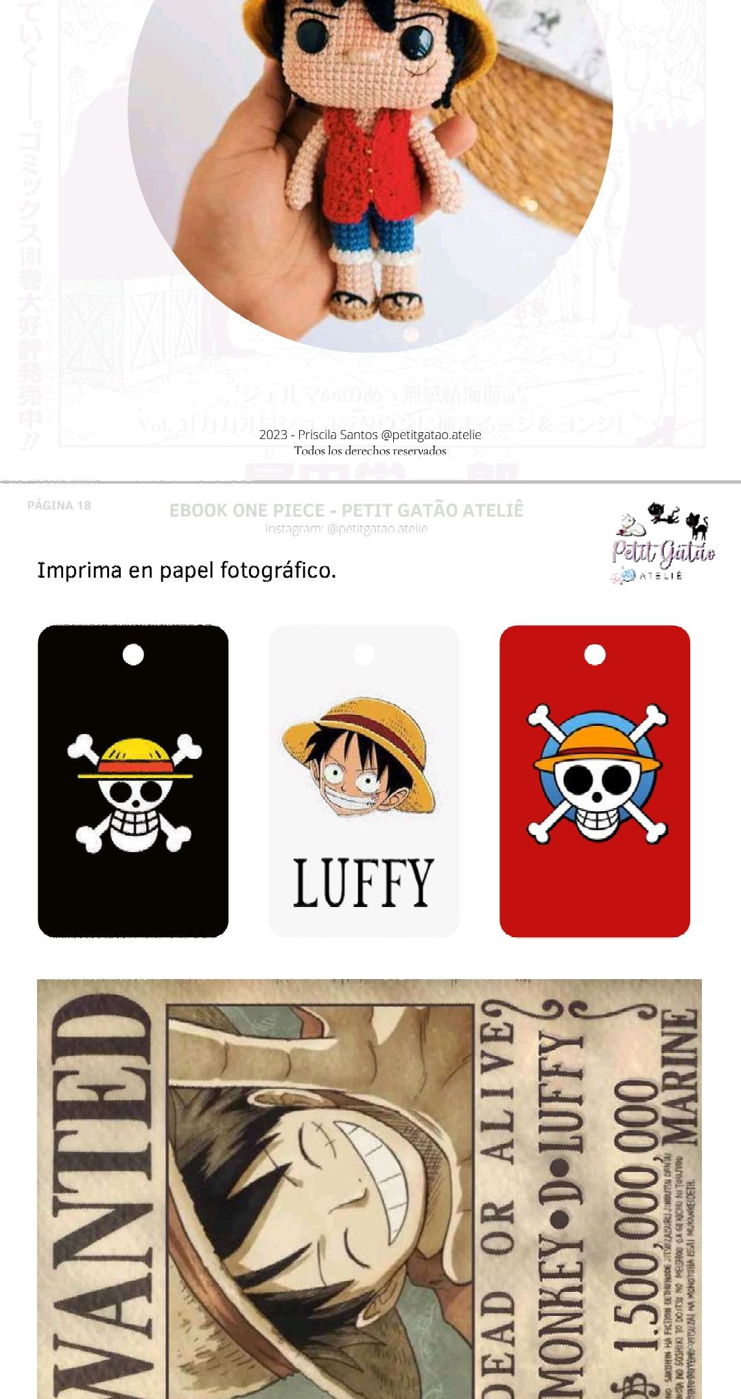 Patron Amigurumi Monkey D. Luffy One Piece - Guia de Crochet