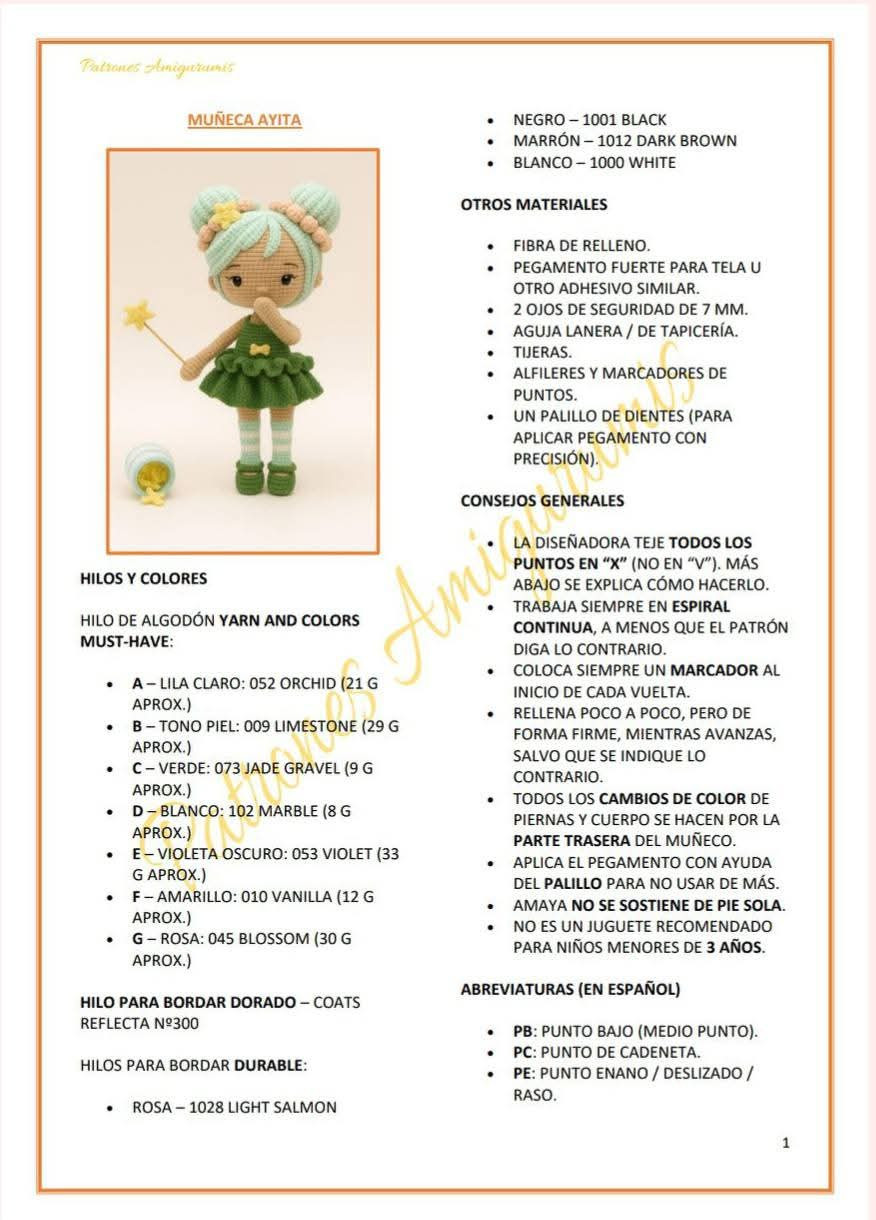 Patrón Amigurumi Muñeca Ayita: Guía de Hilo y Puntos en Español