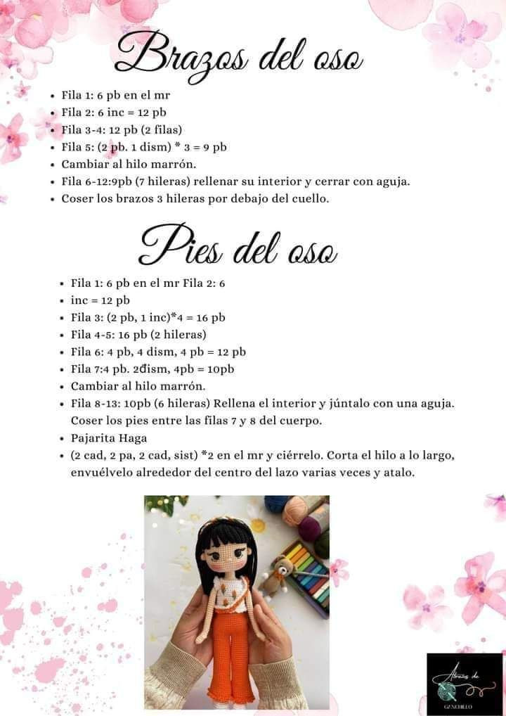 Patron Amigurumi Muñeca con Osito: Guía de Tejer y Materiales