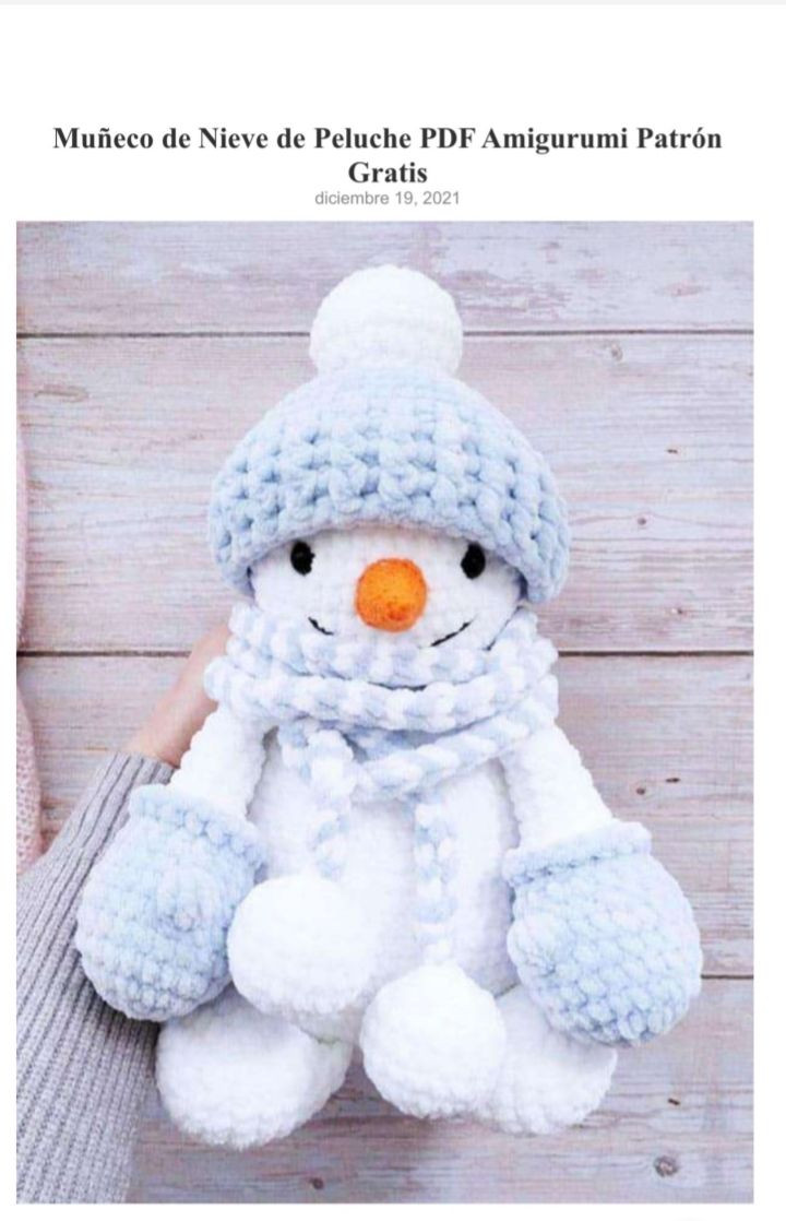 Patrón Amigurumi Muñeco de Nieve con Gorro y Bufanda