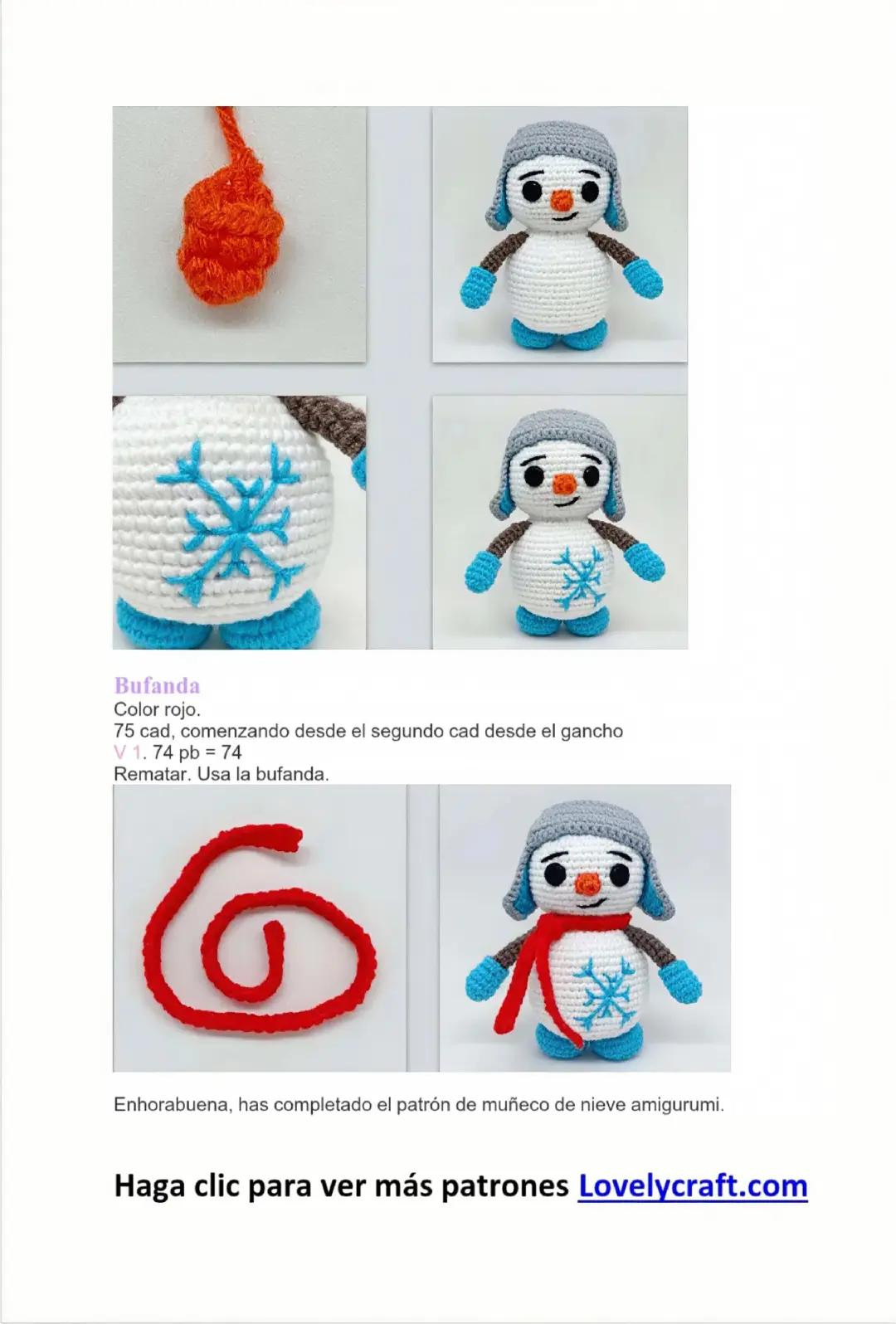 Patrón Amigurumi Muñeco De Nieve Gratis
