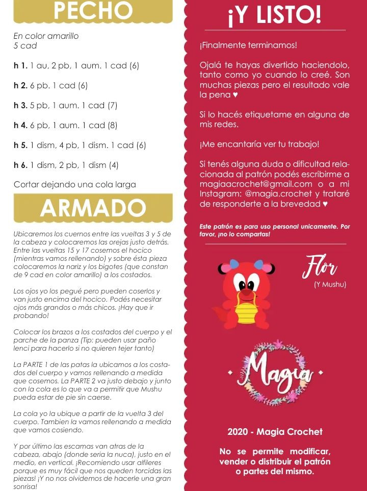 Patrón Amigurumi Mushu de Mulán - Crochet Tutorial