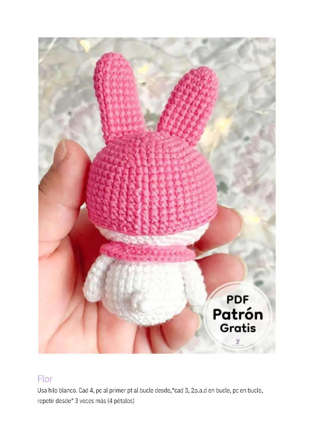 Patron Amigurumi My Melody Conejita Rosa y Blanca PDF Gratis Paso a Paso