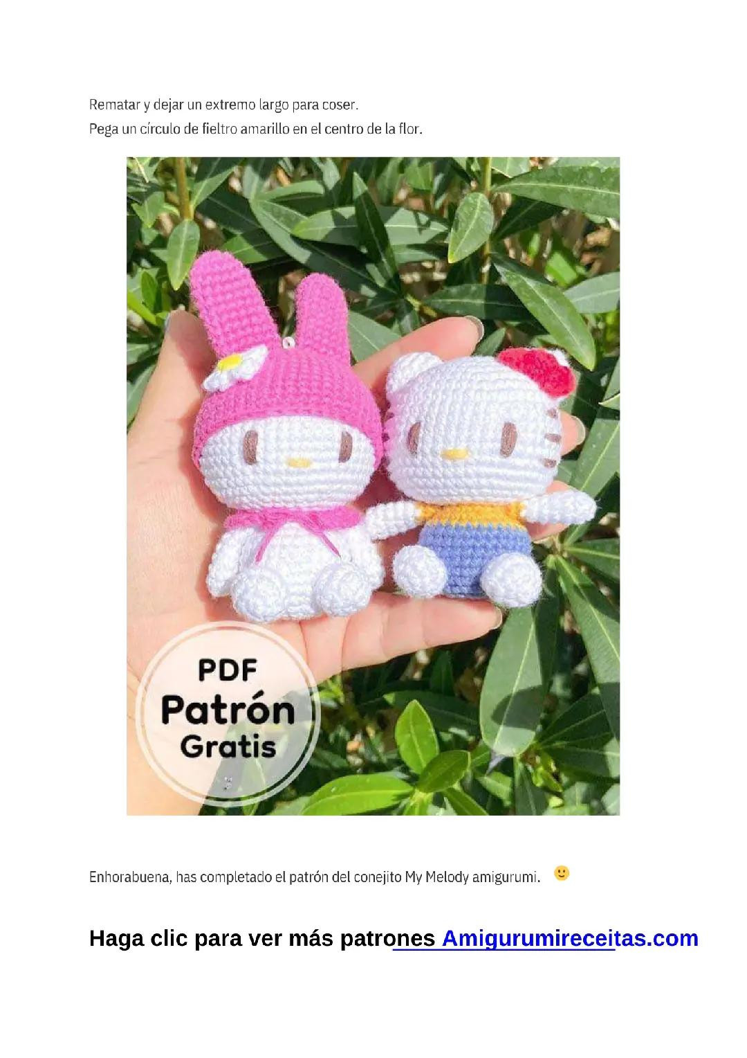 Patron Amigurumi My Melody Conejita Rosa y Blanca PDF Gratis Paso a Paso