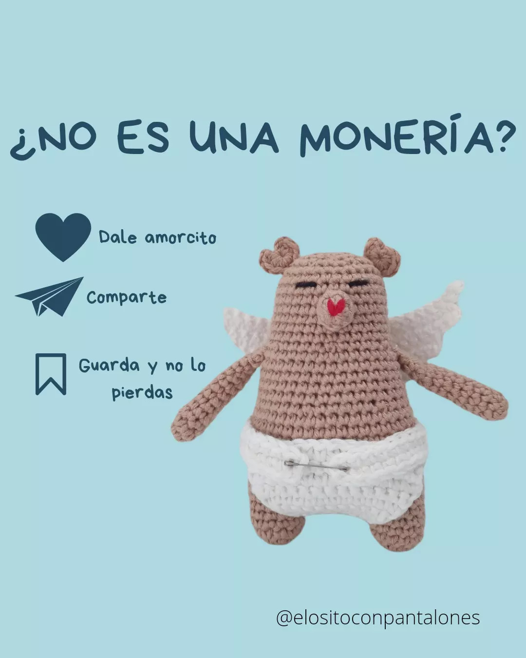 Patrón Amigurumi Osito Cupido: Gato Cupido con Alas y Pañal