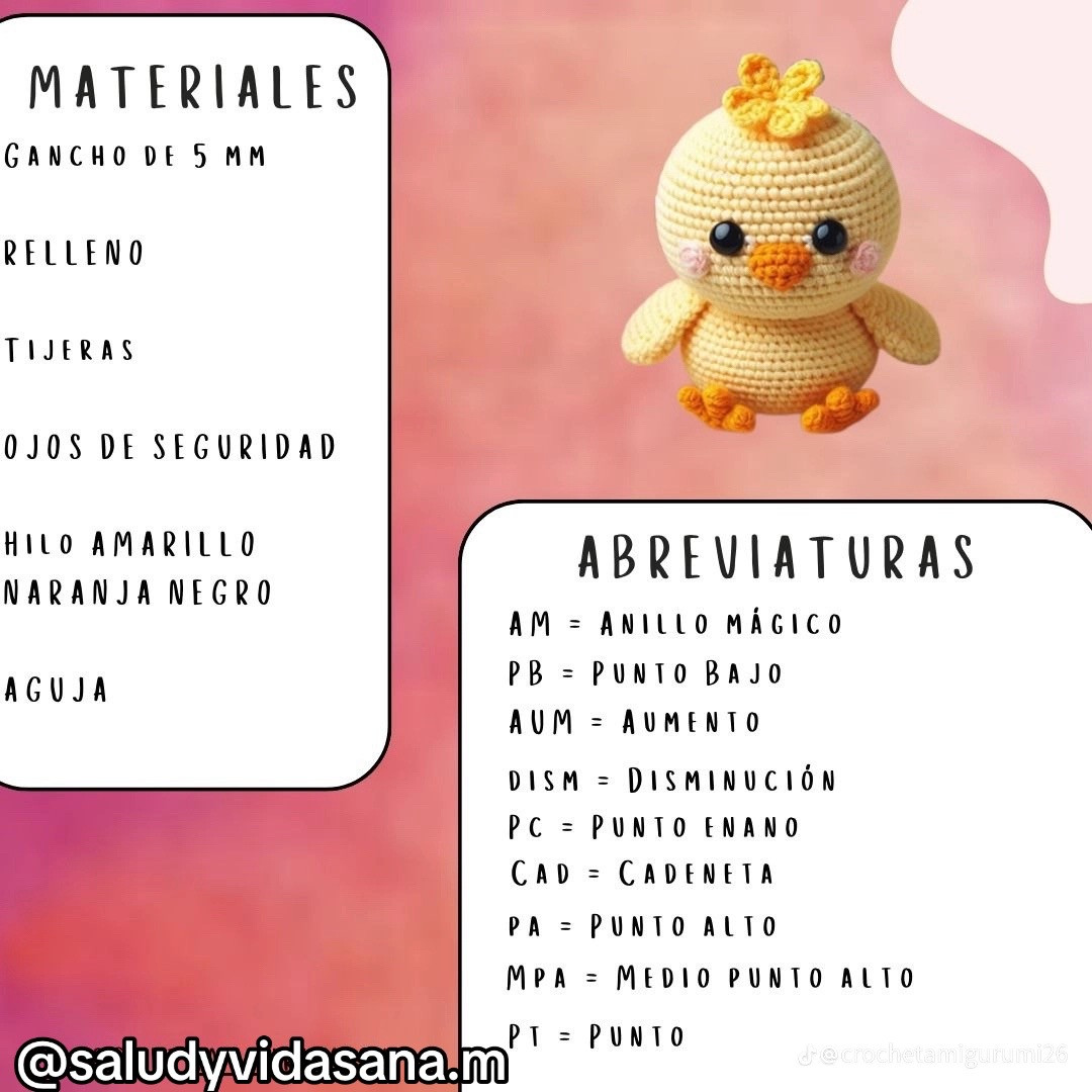 Patrón Amigurumi Pollito Amarillo Paso a Paso