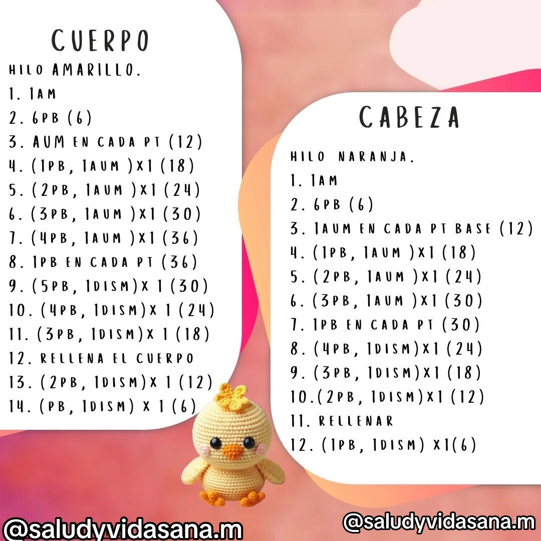 Patrón Amigurumi Pollito Amarillo Paso a Paso