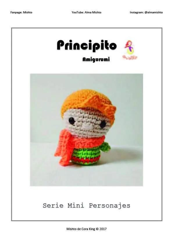 Patrón Amigurumi Principito: Búp bê Hoàng tử bé với khăn choàng cam
