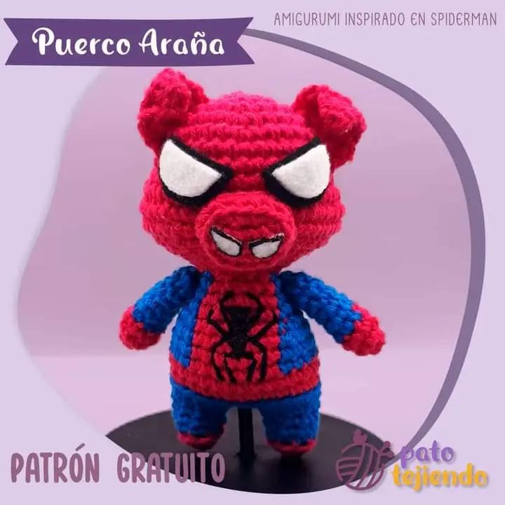 Patrón Amigurumi Puerco Araña inspirado en Spiderman