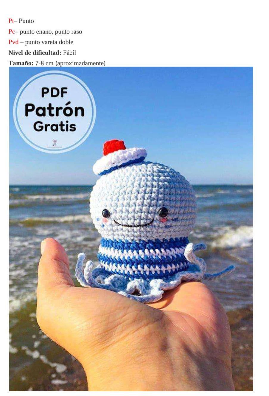 Patrón Amigurumi Pulpo Estilo Marinero - Crochet Gratis