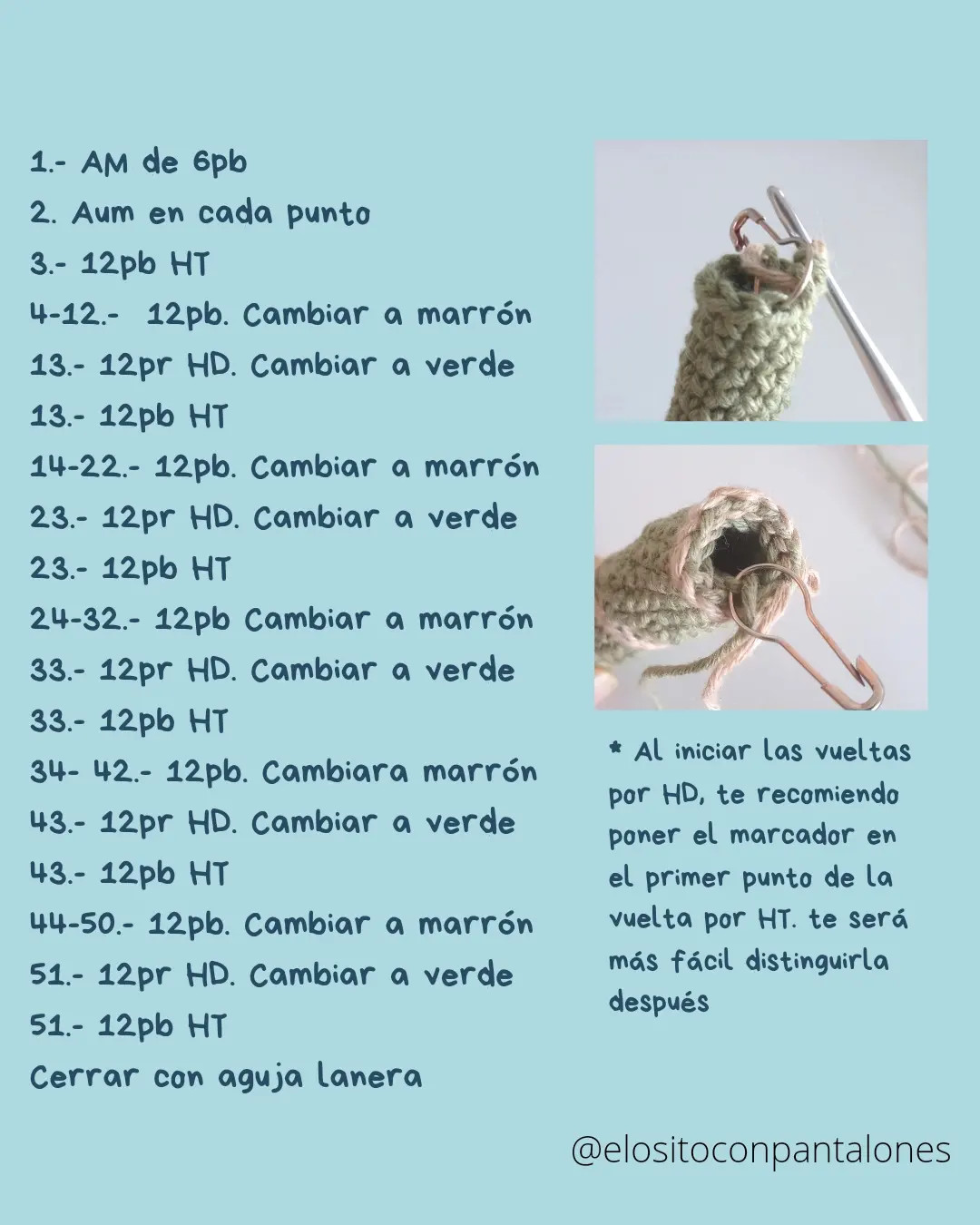 Patrón Amigurumi Ramita de Bambú: Guía paso a paso para tejer un tallo verde con hojas
