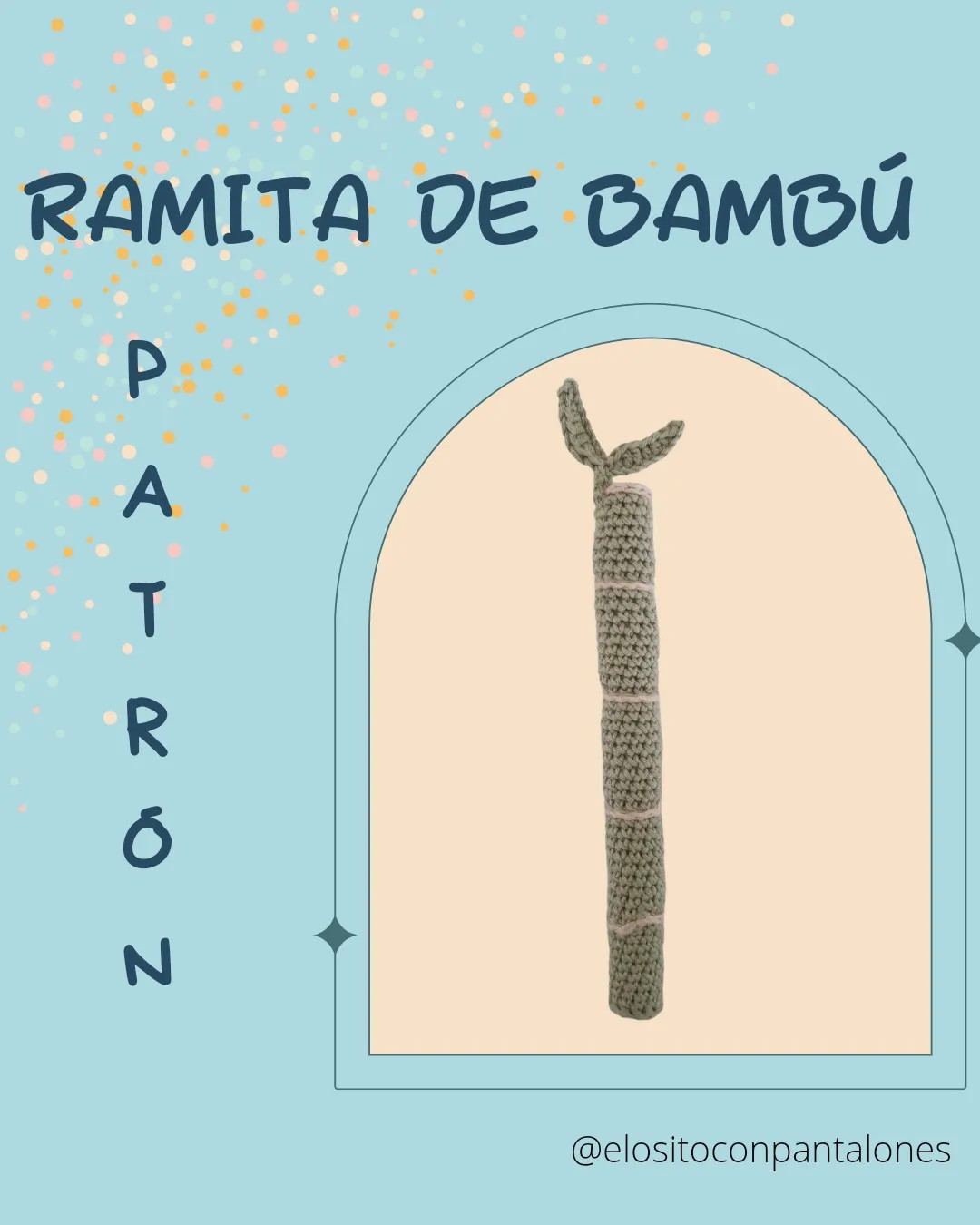 Patrón Amigurumi Ramita de Bambú: Guía paso a paso para tejer un tallo verde con hojas