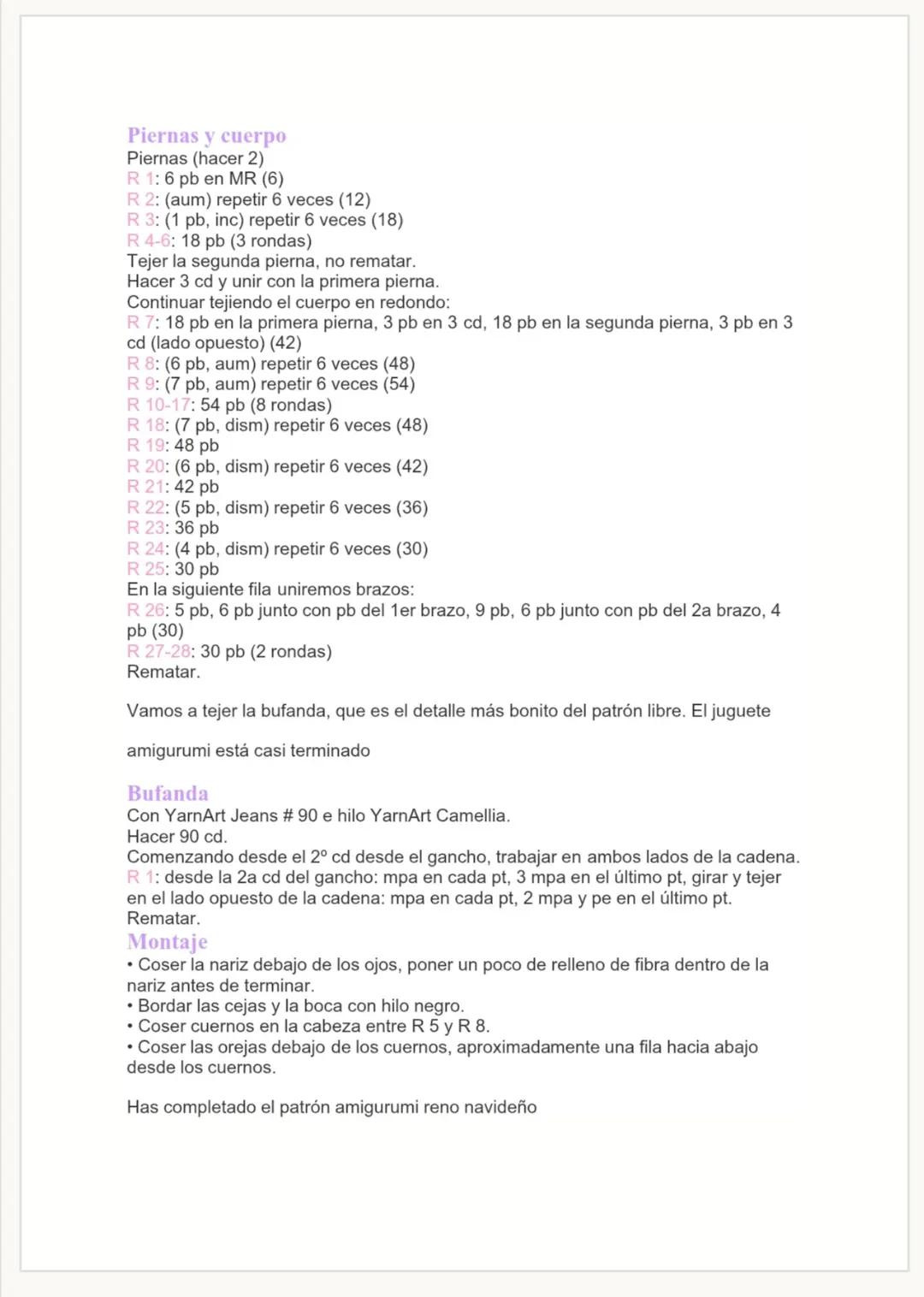 Patrón Amigurumi Reno Navideño con Bufanda Gratis