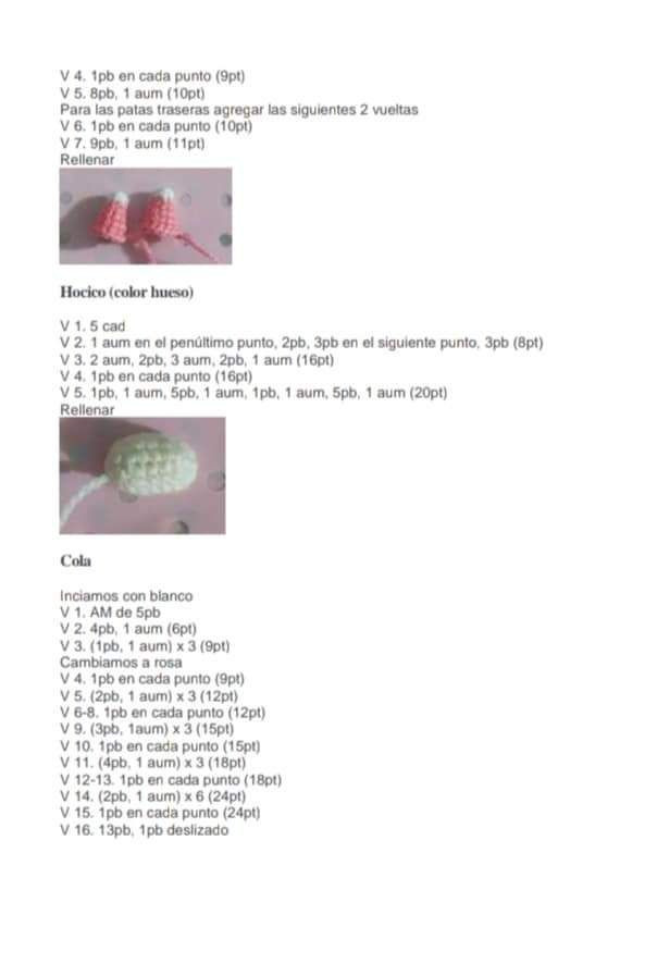 Patrón Amigurumi Slowpoke Pokémon Rosa y Blanco