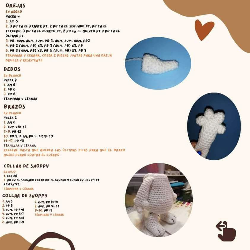 Patrón Amigurumi Snoopy Gratis: Guía de Muescas y Materiales