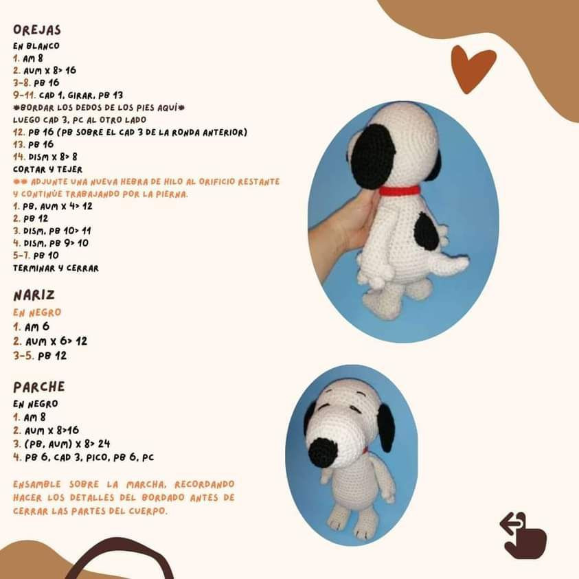 Patrón Amigurumi Snoopy Gratis: Guía de Muescas y Materiales