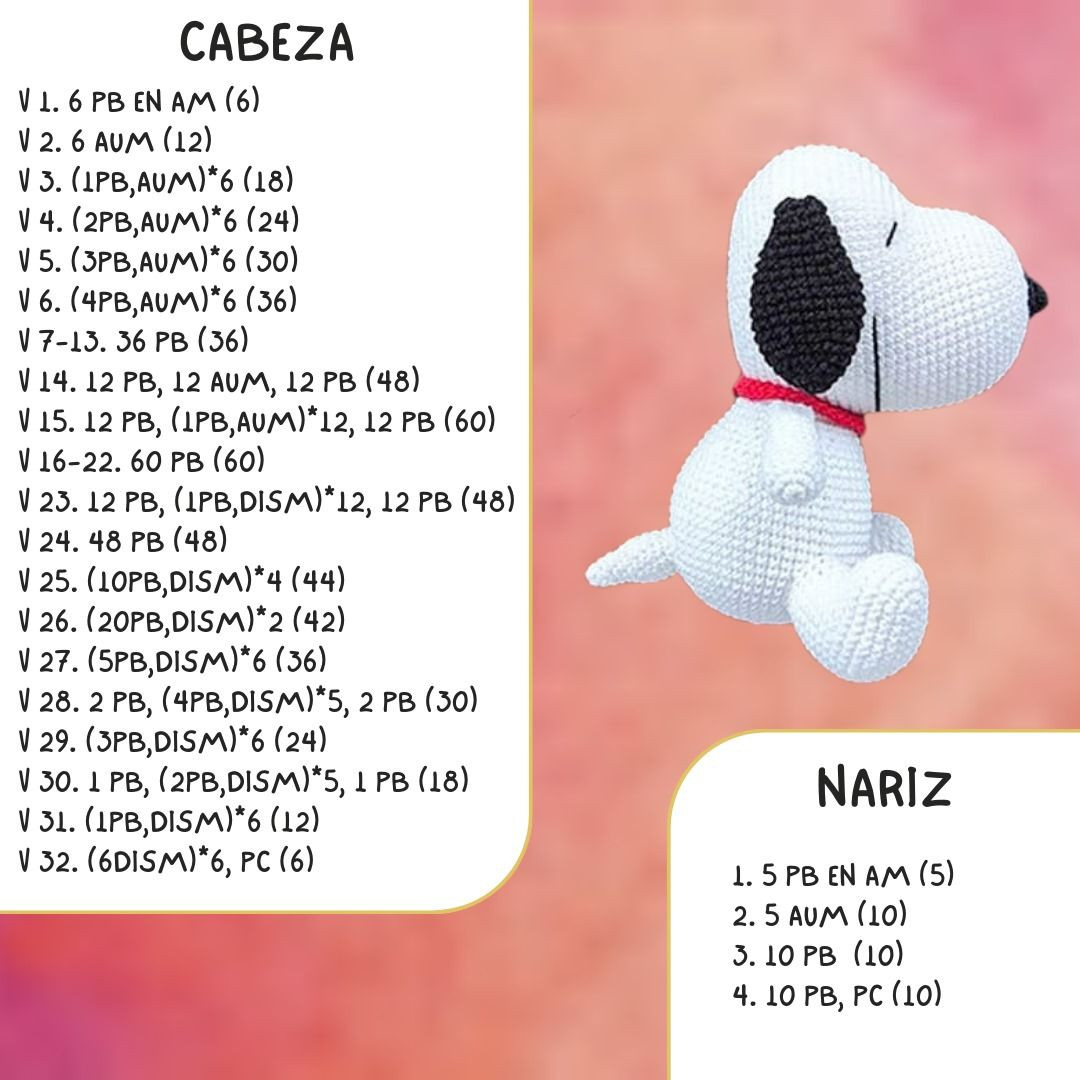 Patrón Amigurumi Snoopy: Tutorial Paso a Paso Completo