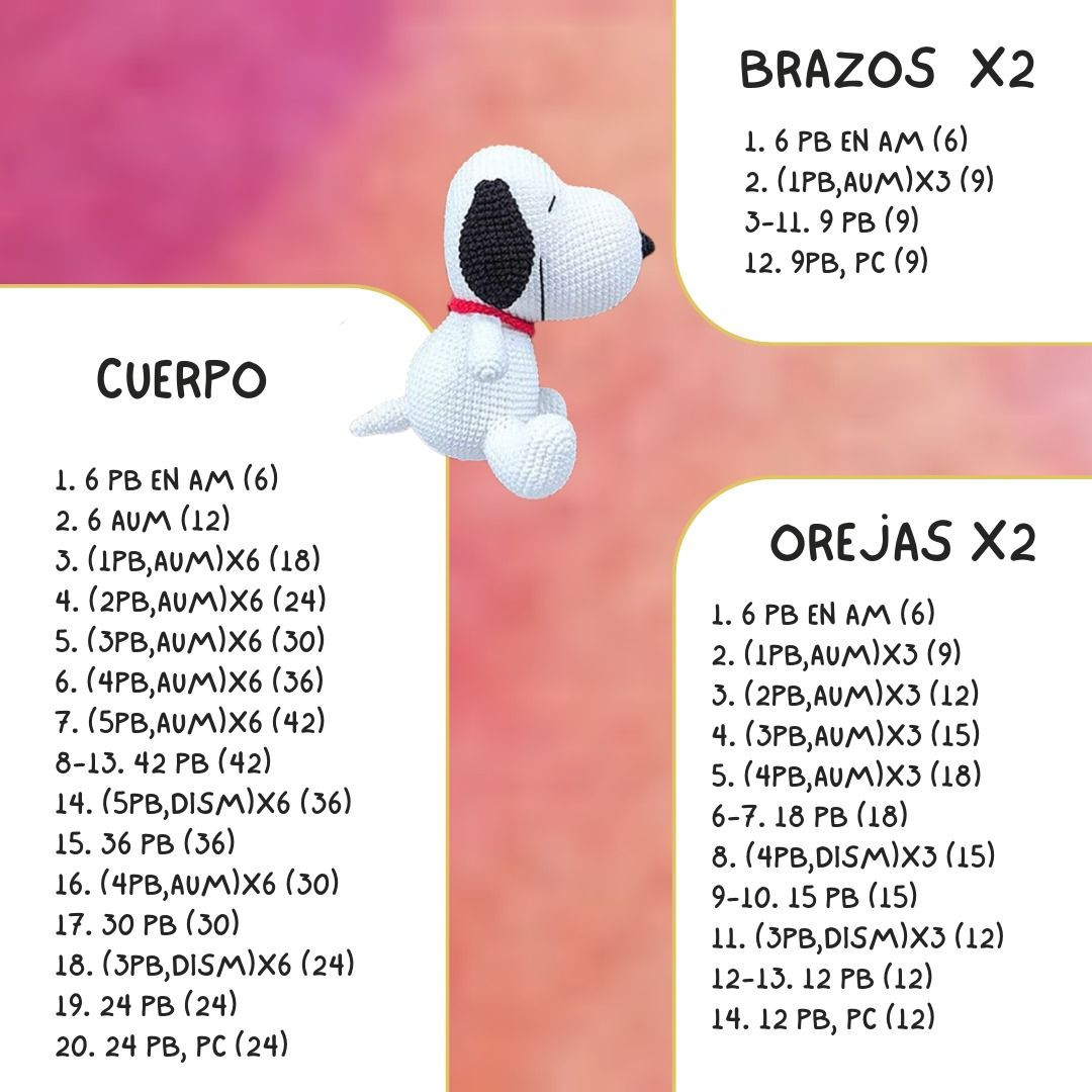 Patrón Amigurumi Snoopy: Tutorial Paso a Paso Completo