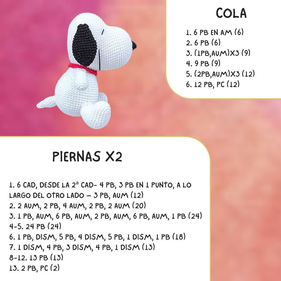 Patrón Amigurumi Snoopy: Tutorial Paso a Paso Completo