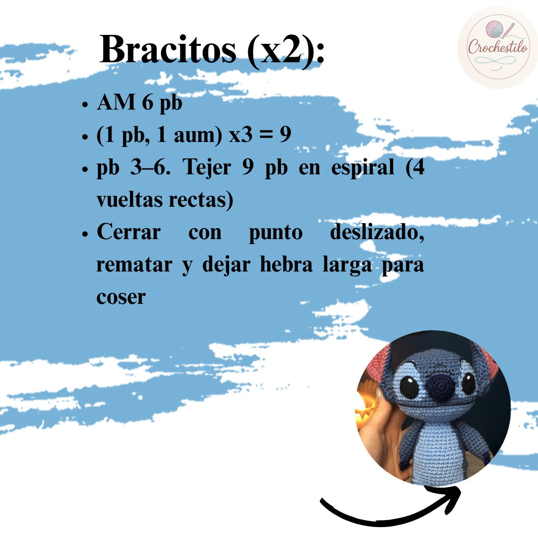 Patron amigurumi Stitch: Guía paso a paso nivel intermedio