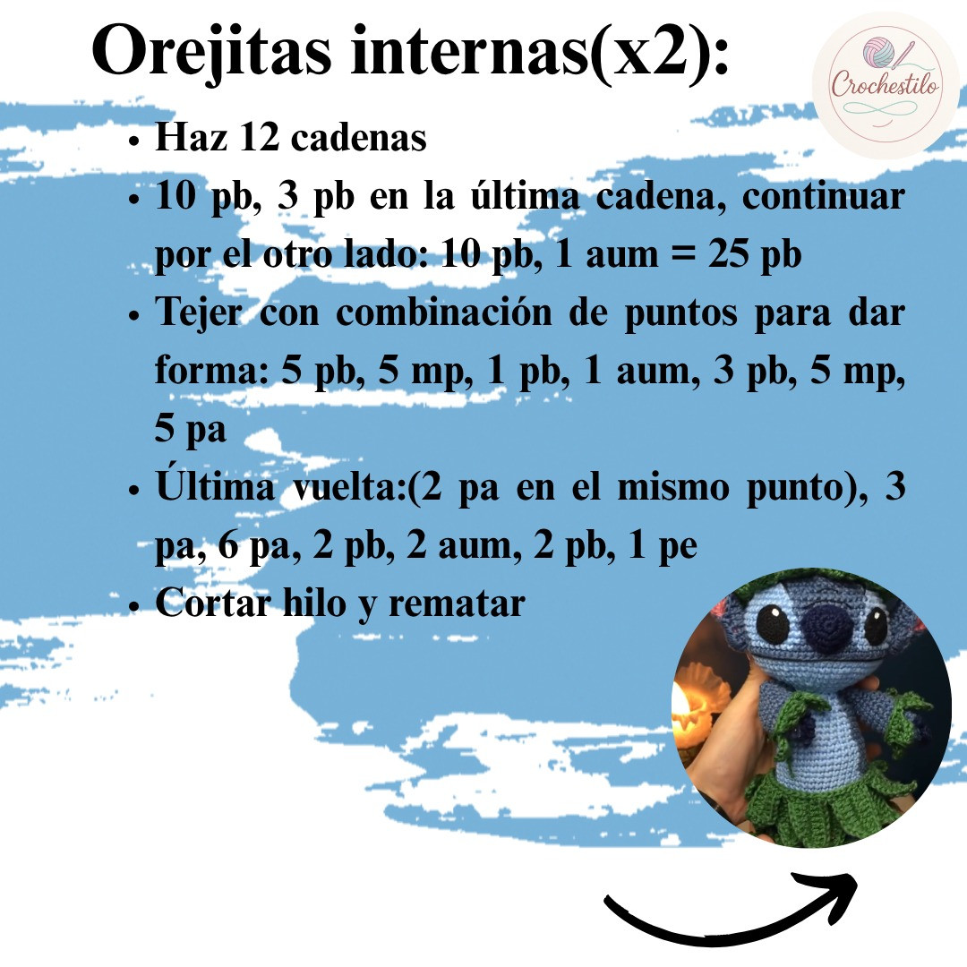 Patron amigurumi Stitch: Guía paso a paso nivel intermedio