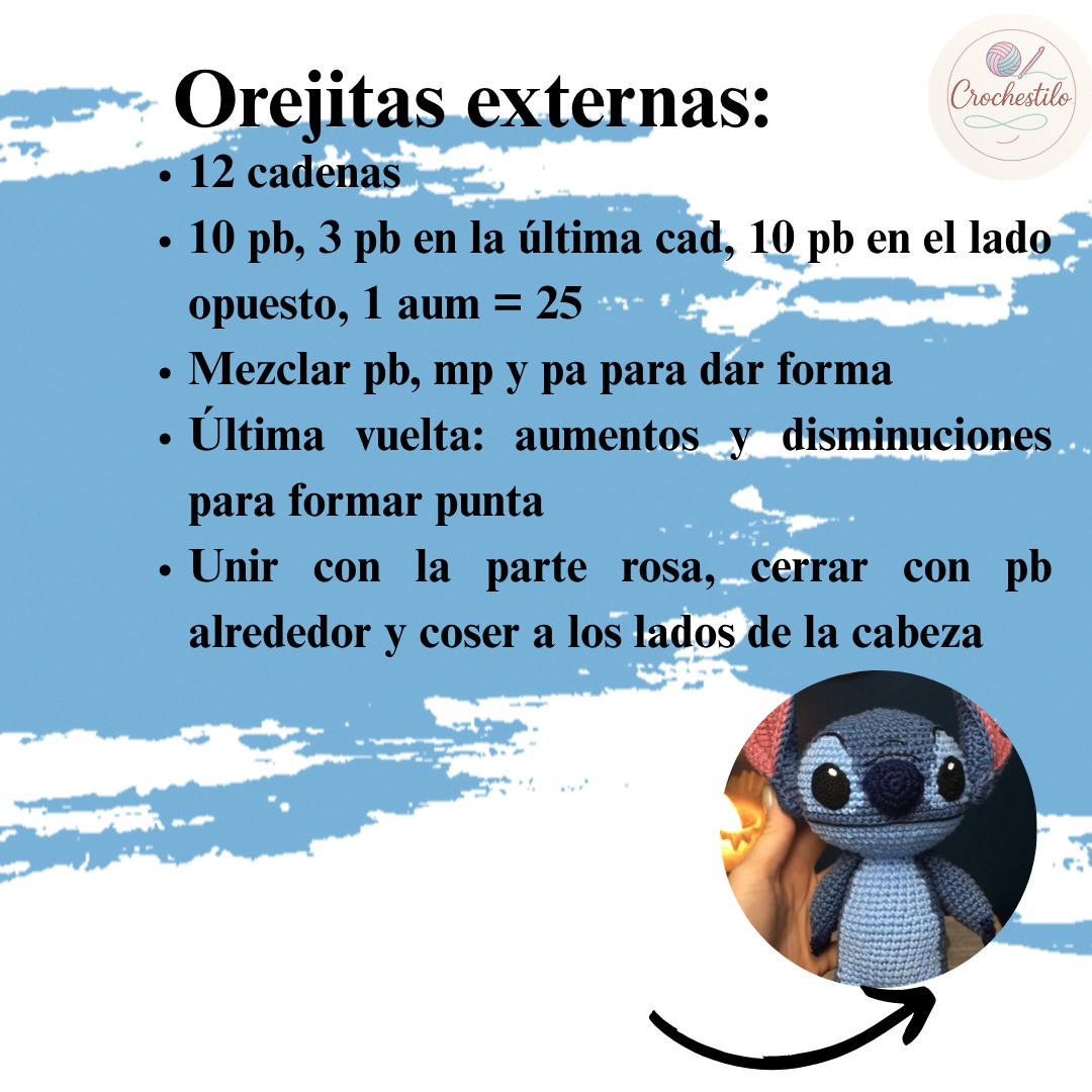 Patron amigurumi Stitch: Guía paso a paso nivel intermedio