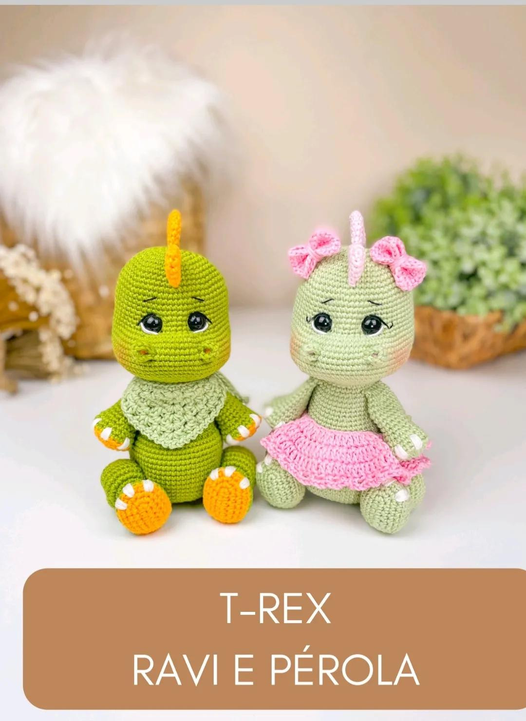 Patrón Amigurumi T-Rex Ravi y Pérola