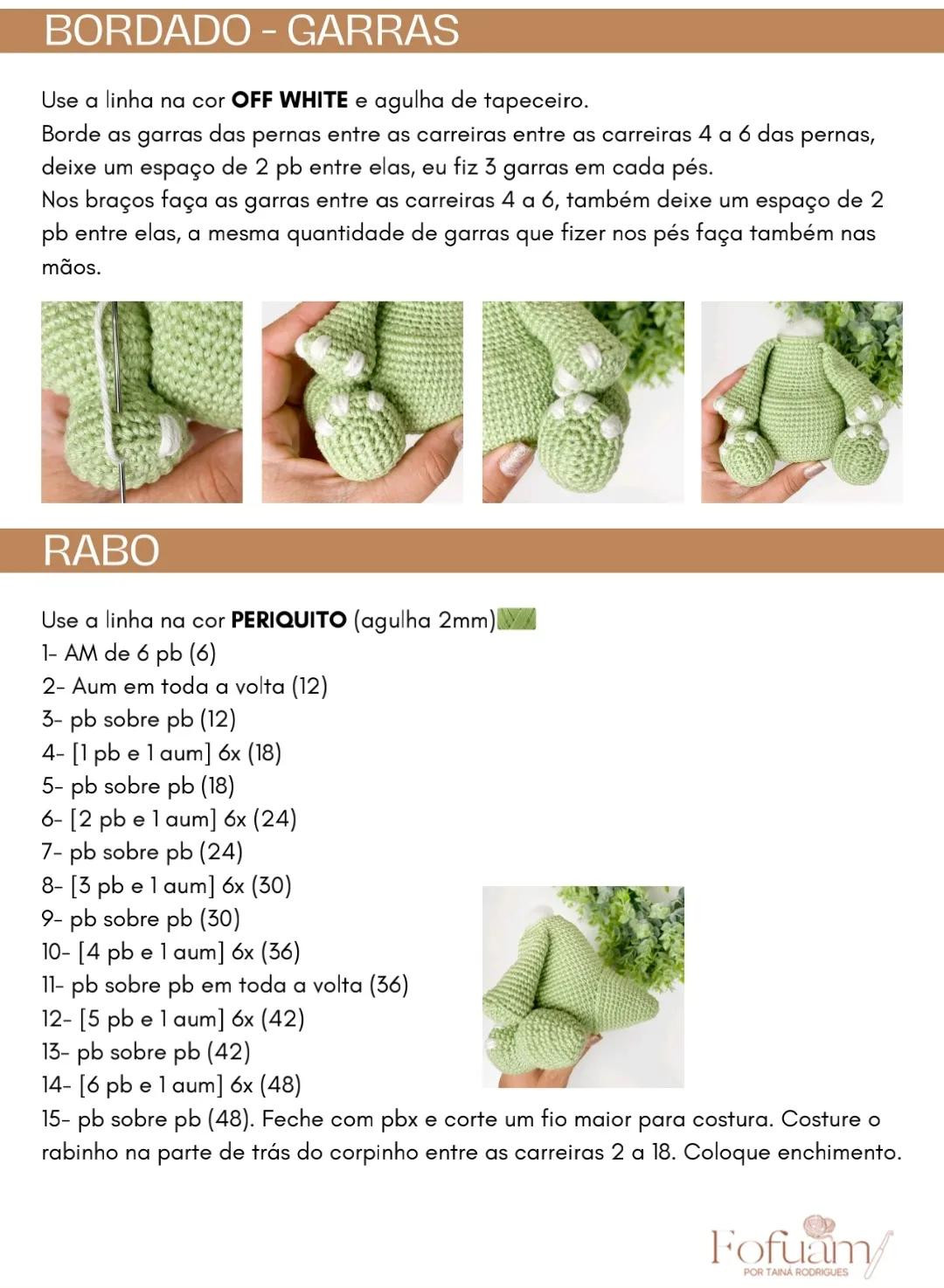 Patrón Amigurumi T-Rex Ravi y Pérola