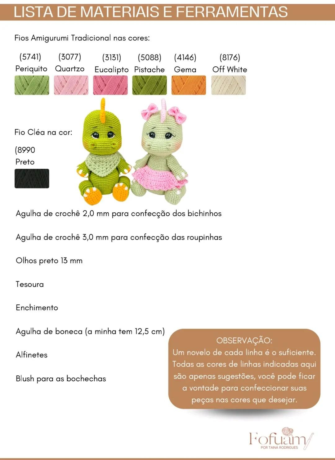 Patrón Amigurumi T-Rex Ravi y Pérola