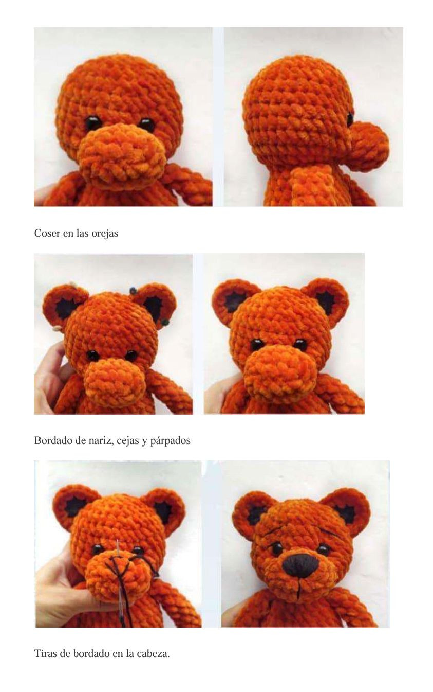 Patrón Amigurumi Tigre Naranja y Turquesa con Bufanda