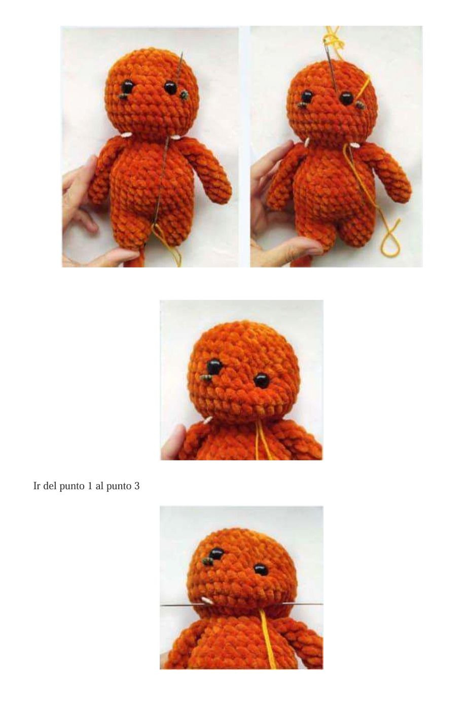 Patrón Amigurumi Tigre Naranja y Turquesa con Bufanda