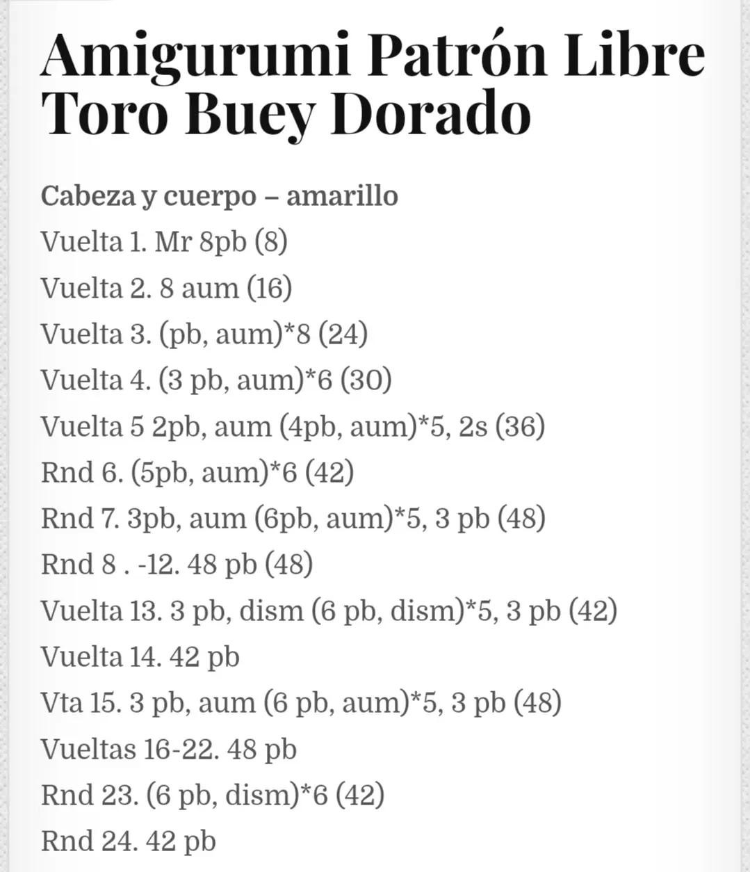 Patrón Amigurumi Toro Buey Dorado: Guía Paso a Paso para Crear una Figura de Año Nuevo